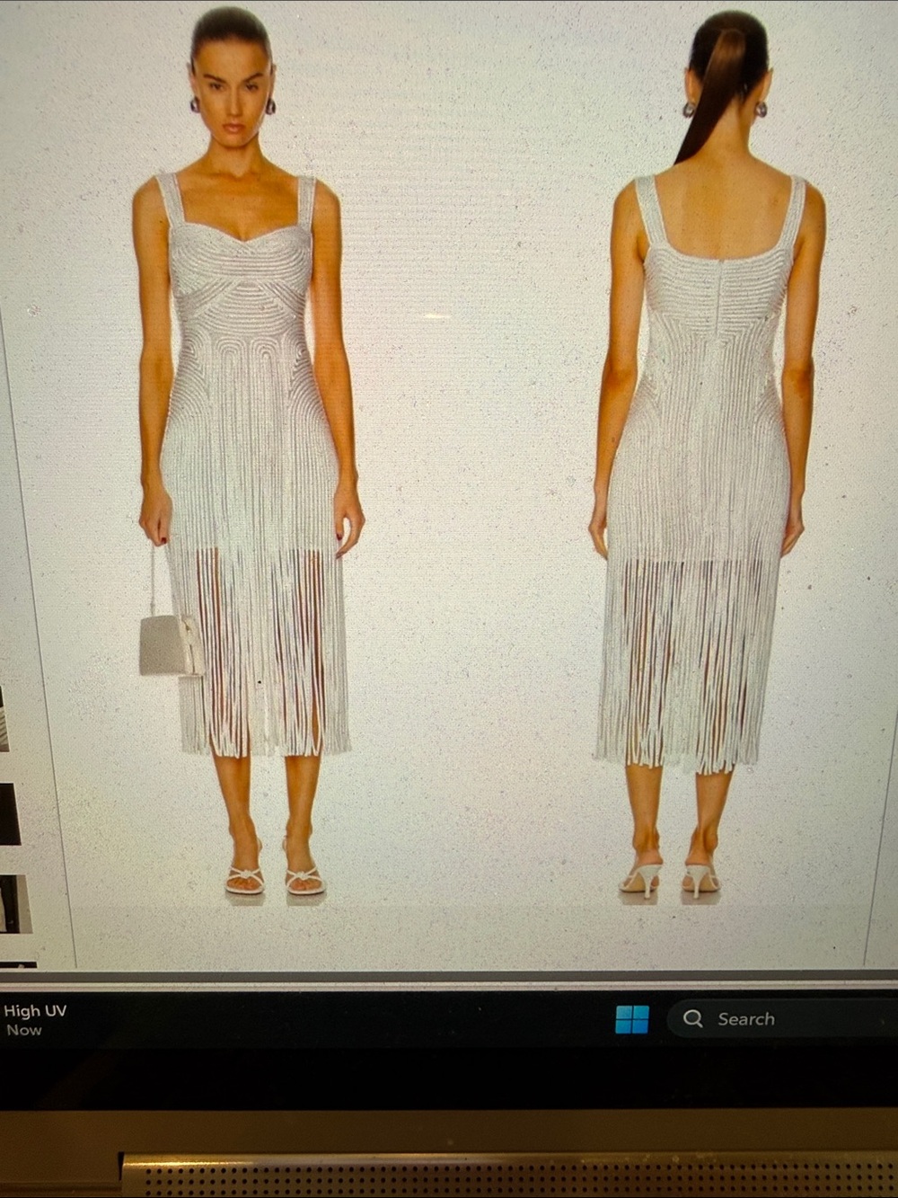 New SIMKHAI Ivory Darby Sweetheart Macrame Fringe Dress - NWT Size 4